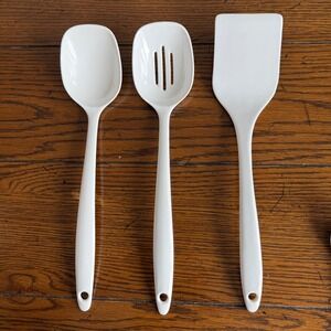 Vintage White Melamine Kitchen Utensils Maschi Taiwan Spoon 723 Spatula 719 Set